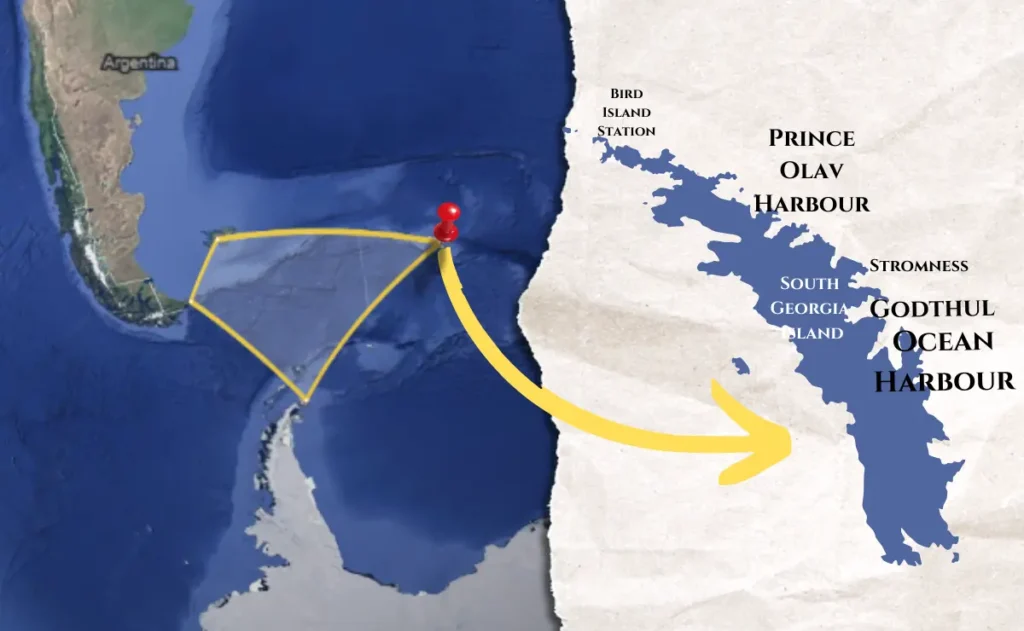 A map of South Georgia Island showing its location