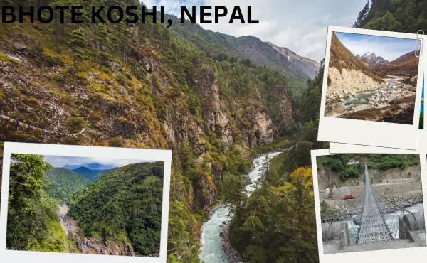 Bhote Koshi in Nepal is a famous bungee jumping place known for its high jumps over a dramatic river gorge, giving an exciting experience and beautiful natural scenery.