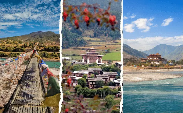 The image shows Bhutan, known for being one of the safest Asian countries to visit