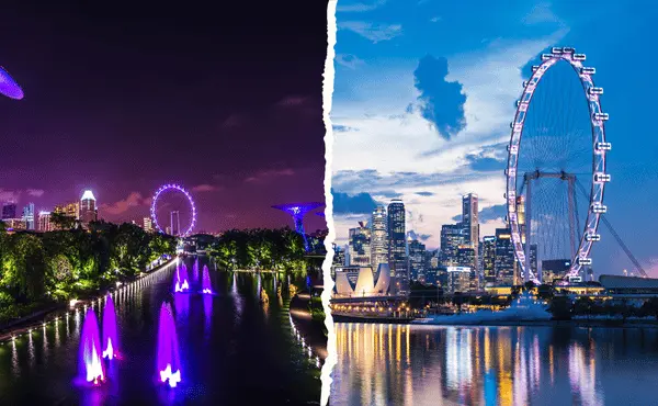 The image shows Singapore, one of the safest Asian countries to visit in the future