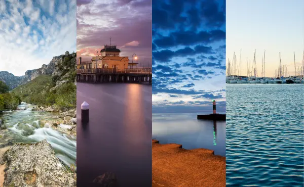 The image shows four secret fishing spots in Adelaide