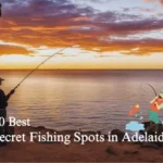 The image shows an Australian man fishing in the Secret Fishing Spots in Adelaide