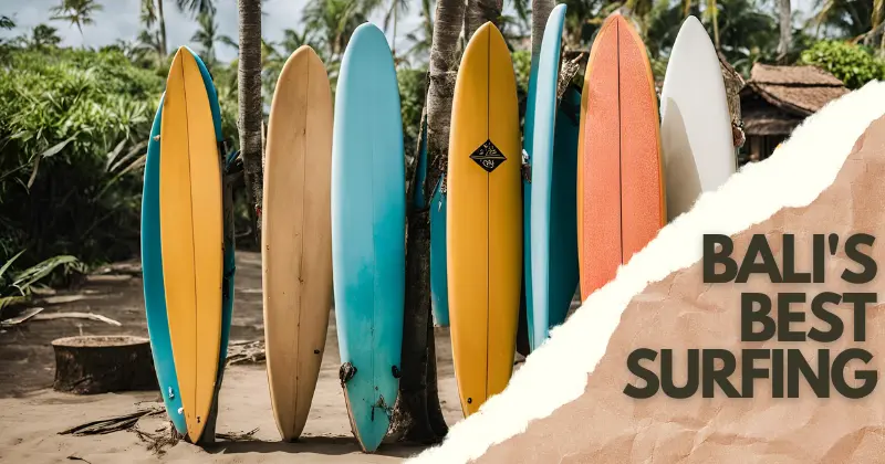 A few surfboards on one of the best beaches for surfing in Bali